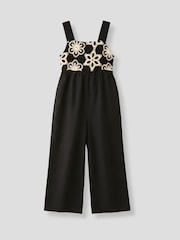 Angel & Rocket Black Illiana Crochet Linen Jumpsuit - Image 4 of 5