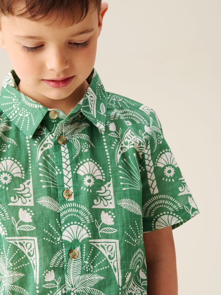 Angel & Rocket Green Alfie Palm Print Shirt - Image 2 of 6 Angel & Rocket Green Alfie Palm Print Shirt - Image 2 of 6