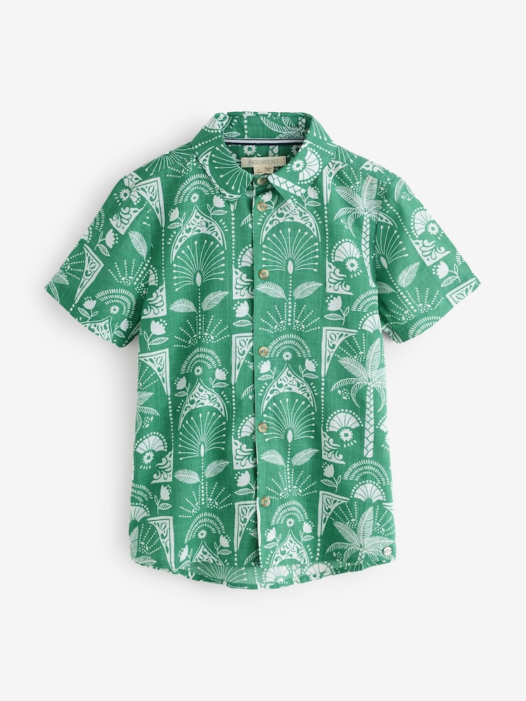 Angel & Rocket Green Alfie Palm Print Shirt - Image 6 of 6 Angel & Rocket Green Alfie Palm Print Shirt - Image 6 of 6