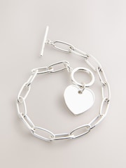 Sterling Silver Plated Heart T-Bar Bracelet - Image 6 of 6