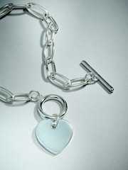 Sterling Silver Plated Heart T-Bar Bracelet - Image 8 of 9