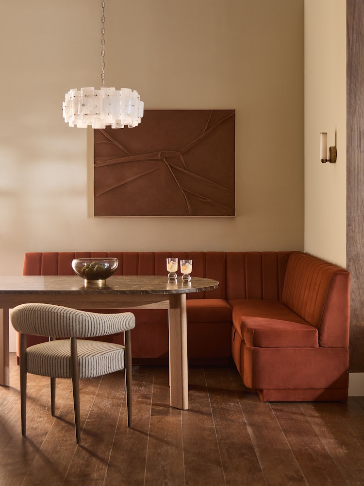 Soft Velvet Rust Brown Anderson Storage Right Hand Corner Dining Bench - Image 1 of 12 Soft Velvet Rust Brown Anderson Storage Right Hand Corner Dining Bench - Image 1 of 12