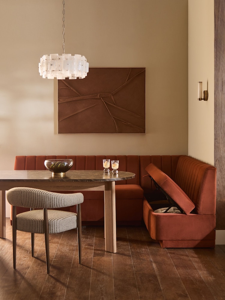 Soft Velvet Rust Brown Anderson Storage Right Hand Corner Dining Bench - Image 2 of 12 Soft Velvet Rust Brown Anderson Storage Right Hand Corner Dining Bench - Image 2 of 12
