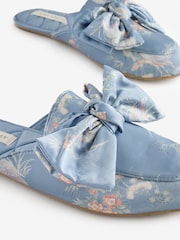 Laura Ashley Blue Avielle Satin Bow Slippers - Image 6 of 8