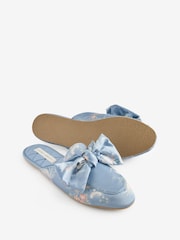 Laura Ashley Blue Avielle Satin Bow Slippers - Image 7 of 8