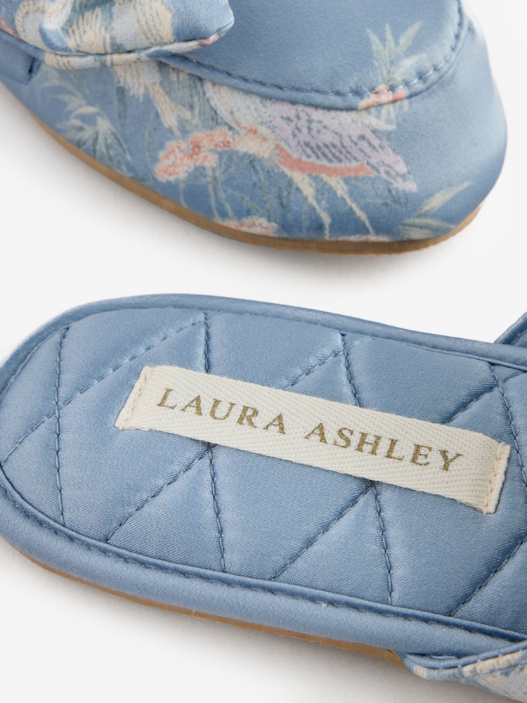 Laura Ashley Blue Avielle Satin Bow Slippers - Image 8 of 8 Laura Ashley Blue Avielle Satin Bow Slippers - Image 8 of 8