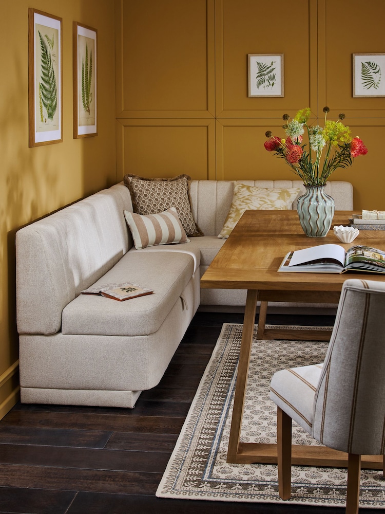Tailored Chenille Oyster Anderson Storage Right Hand Corner Dining Bench - Image 1 of 12 Tailored Chenille Oyster Anderson Storage Right Hand Corner Dining Bench - Image 1 of 12