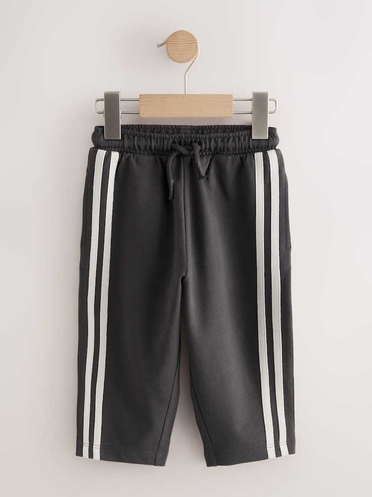 Charcoal Grey Wide Leg Side Stripe Joggers (3mths-7yrs) - Image 1 of 4