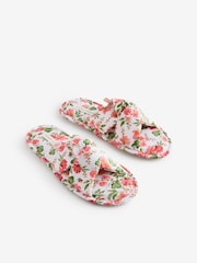 Laura Ashley Pink Romilly Floral Open Toe Slippers - Image 4 of 9