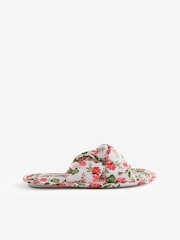 Laura Ashley Pink Romilly Floral Open Toe Slippers - Image 6 of 9
