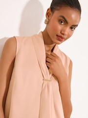Lipsy Pink Tie Neck Sleevless Blouse - Image 2 of 5