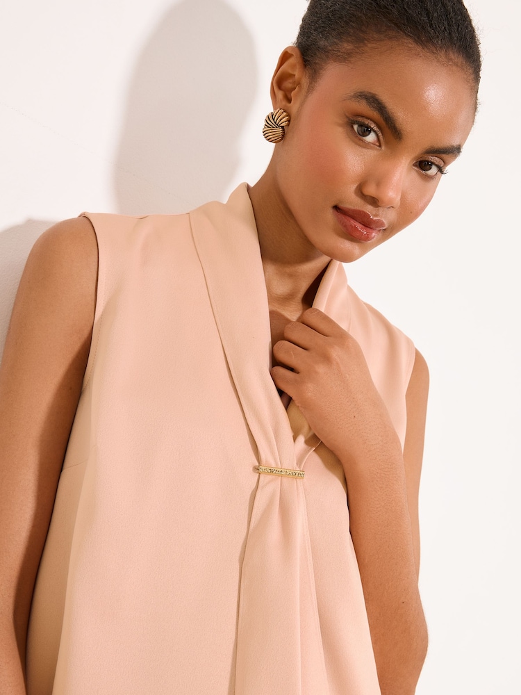 Lipsy Pink Tie Neck Sleevless Blouse - Image 2 of 5