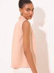 Lipsy Pink Tie Neck Sleevless Blouse - Image 5 of 5