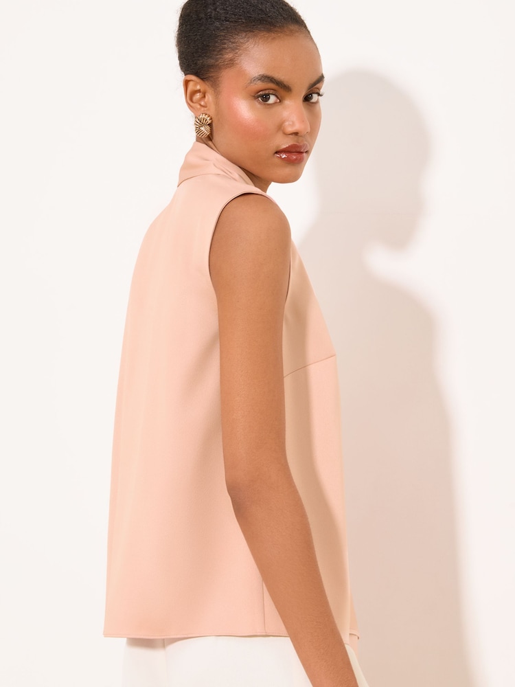 Lipsy Pink Tie Neck Sleevless Blouse - Image 5 of 5