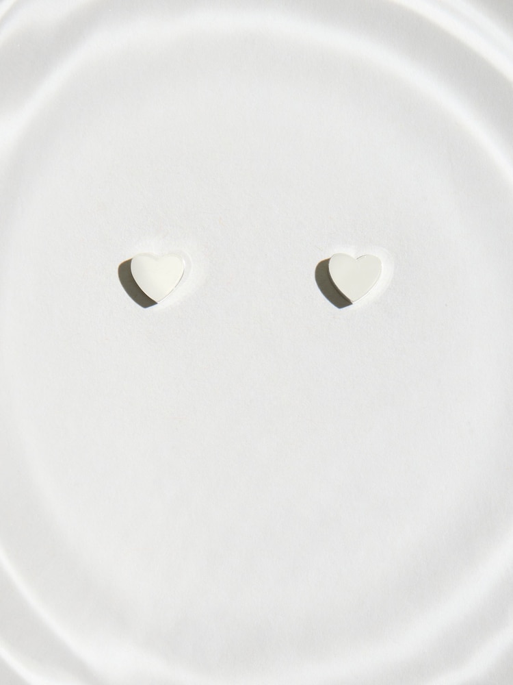 Silver Tone Stainless Steel Waterproof Heart Stud Earrings - Image 1 of 3 Silver Tone Stainless Steel Waterproof Heart Stud Earrings - Image 1 of 3