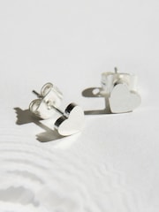 Silver Tone Stainless Steel Waterproof Heart Stud Earrings - Image 2 of 3