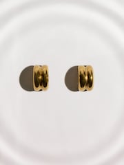 Silver Tone Stainless Steel Waterproof Chunky Huggie Hoops - Image 5 of 6
