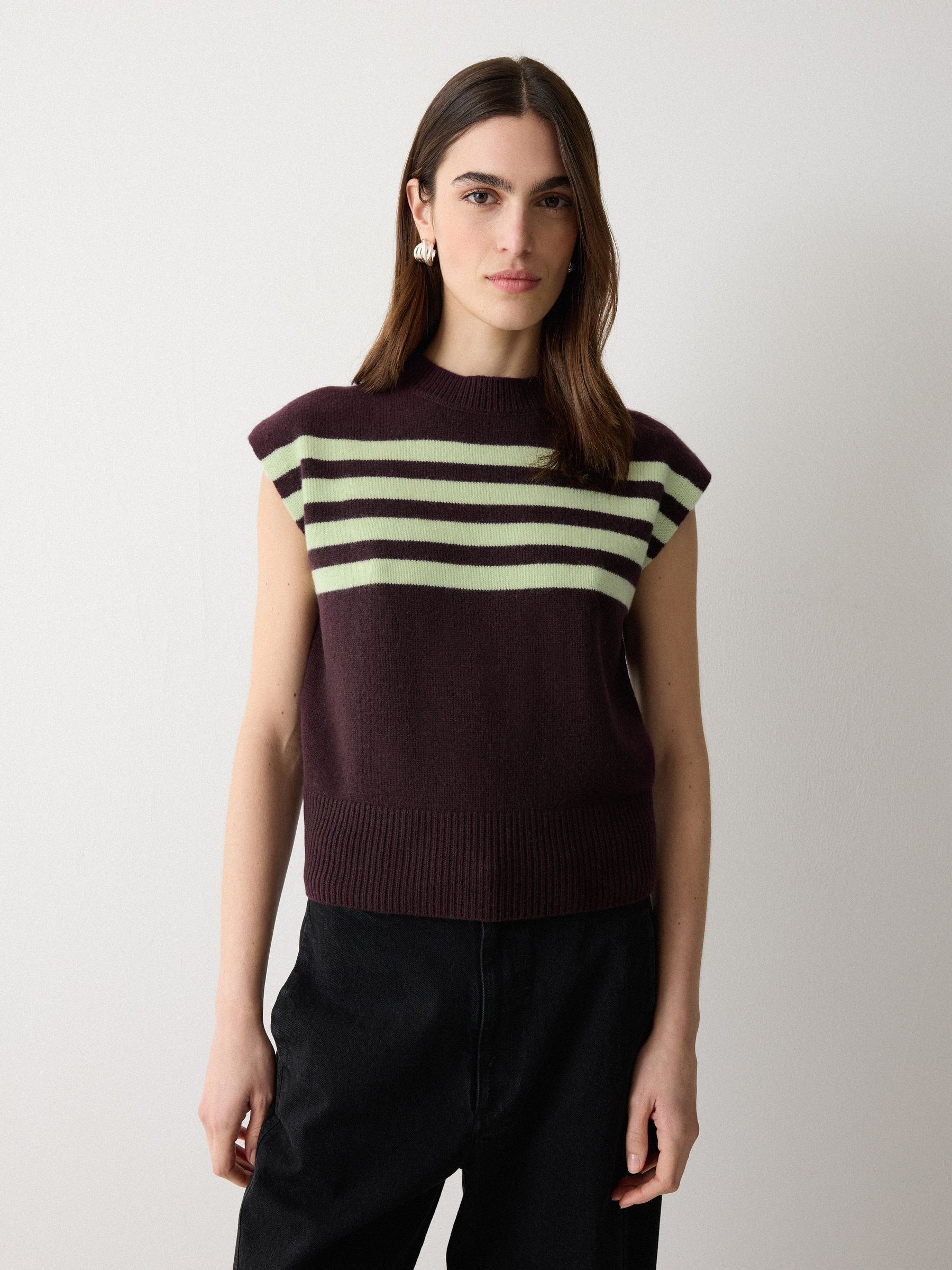 Buy Jigsaw Purple Wool Cashmere Stripe Tank Top from the Next UK