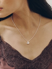 Silver (Metal) Sterling Silver Plated Heart Charm Necklace - Image 2 of 3