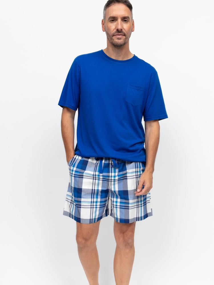 Cyberjammies Blue Jersey Top & Checks Shorts Set - Image 1 of 4 Cyberjammies Blue Jersey Top & Checks Shorts Set - Image 1 of 4