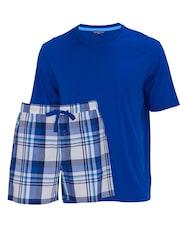 Cyberjammies Blue Jersey Top & Checks Shorts Set - Image 4 of 4