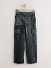 Grey Straight Cargo Cord Trousers with Modal - Image 4 of 6