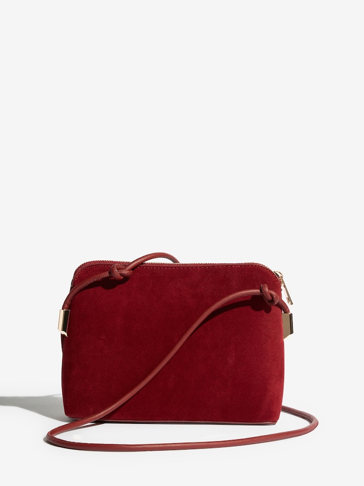 Burgunderrot Suedette - Friends Like These Fransen und Nieten besetzt Umhängetasche - Bild 5 von 5