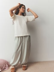 Sage Green Stripe Balloon Trousers Pyjamas - Image 1 of 9