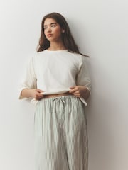 Sage Green Stripe Balloon Trousers Pyjamas - Image 3 of 9