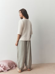 Sage Green Stripe Balloon Trousers Pyjamas - Image 4 of 9