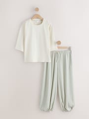 Sage Green Stripe Balloon Trousers Pyjamas - Image 7 of 9