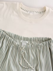 Sage Green Stripe Balloon Trousers Pyjamas - Image 8 of 9