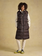 Windermere Chocolate Brown Showerproof Longline Padded Gilet - Image 1 of 11