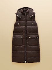 Windermere Chocolate Brown Showerproof Longline Padded Gilet - Image 11 of 11