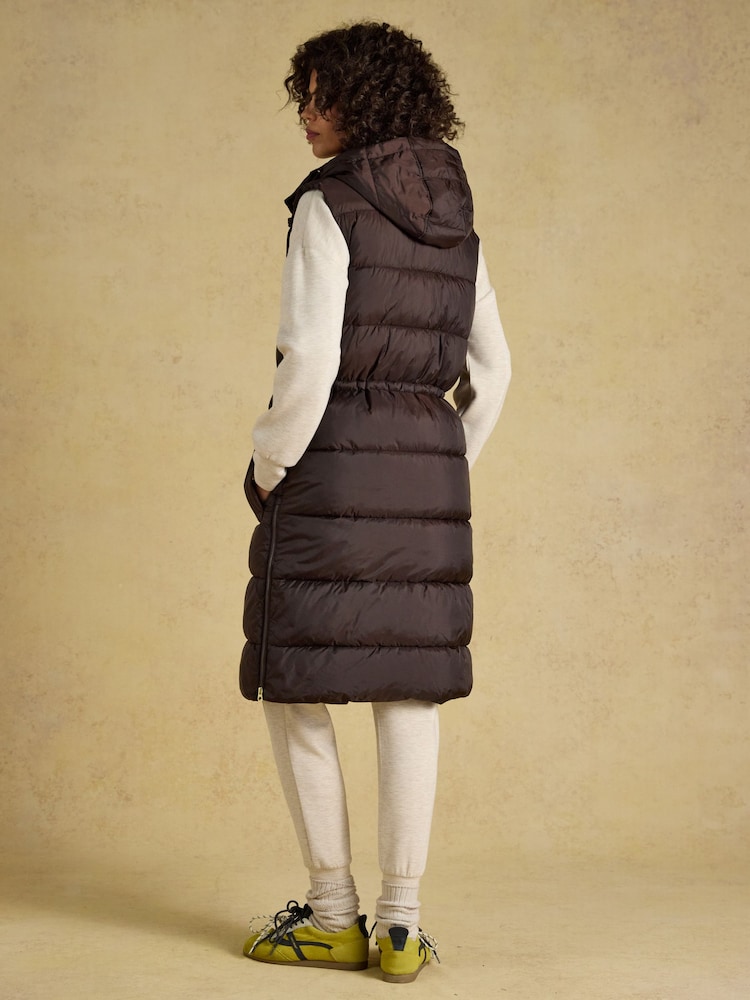 Windermere Chocolate Brown Showerproof Longline Padded Gilet - Image 2 of 11