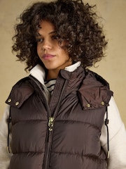 Windermere Chocolate Brown Showerproof Longline Padded Gilet - Image 3 of 11