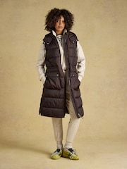 Windermere Chocolate Brown Showerproof Longline Padded Gilet - Image 5 of 11