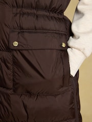 Windermere Chocolate Brown Showerproof Longline Padded Gilet - Image 6 of 11