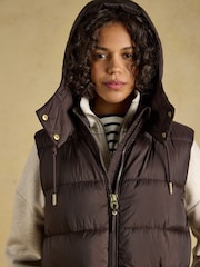 Windermere Chocolate Brown Showerproof Longline Padded Gilet - Image 8 of 11