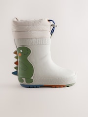 Grey Dinosuar Cuff Welly Wellies - Image 2 of 5