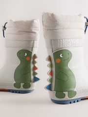 Grey Dinosuar Cuff Welly Wellies - Image 3 of 5