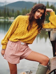 Rafferty Gold Cable Knit Crew Neck Jumper - Image 1 of 10