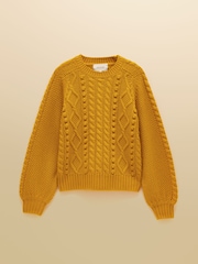 Rafferty Gold Cable Knit Crew Neck Jumper - Image 10 of 10
