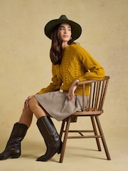 Rafferty Gold Cable Knit Crew Neck Jumper - Image 5 of 10