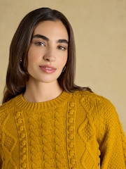 Rafferty Gold Cable Knit Crew Neck Jumper - Image 6 of 10