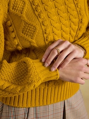 Rafferty Gold Cable Knit Crew Neck Jumper - Image 8 of 10