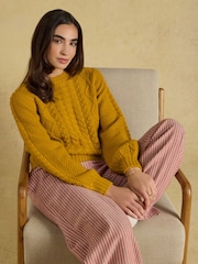 Rafferty Gold Cable Knit Crew Neck Jumper - Image 9 of 10