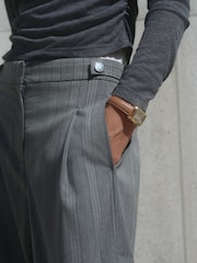 Raya diplomática gris - Barrel Leg Trousers with Button Hem - Imagen 5 de 6