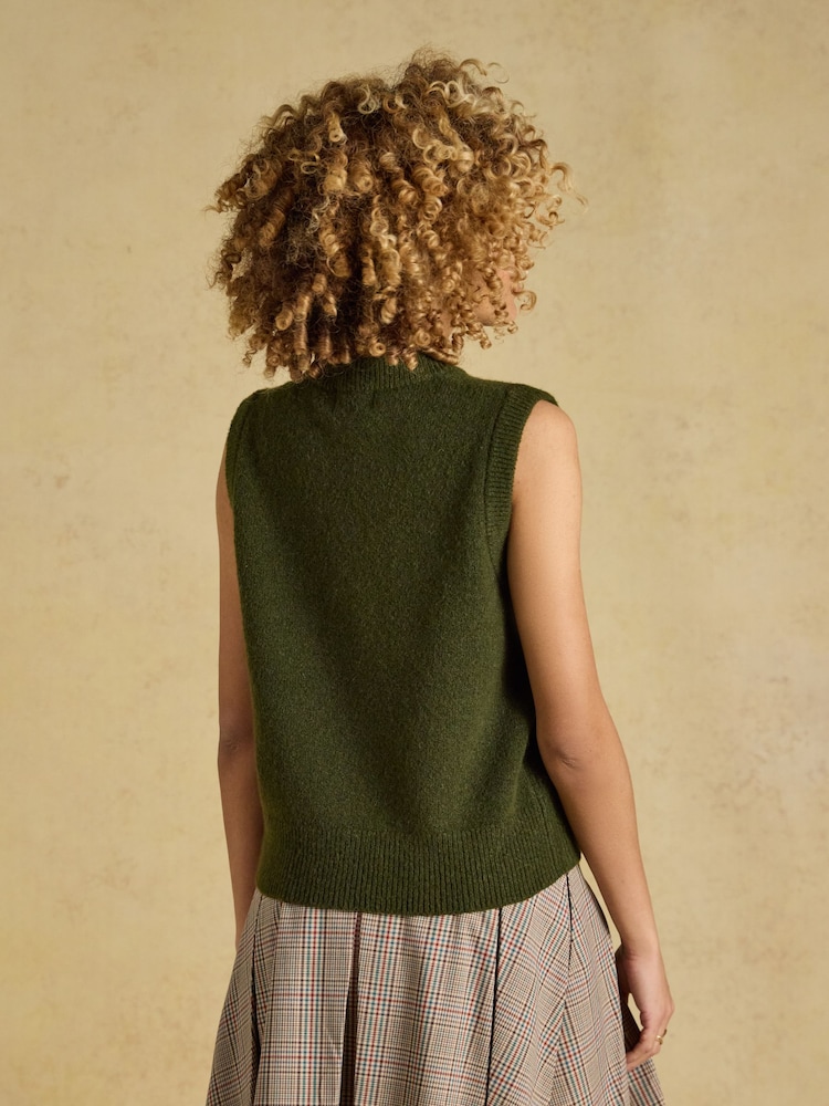 Joules Holly Khaki Green Knitted Vest - Image 2 of 8 Joules Holly Khaki Green Knitted Vest - Image 2 of 8