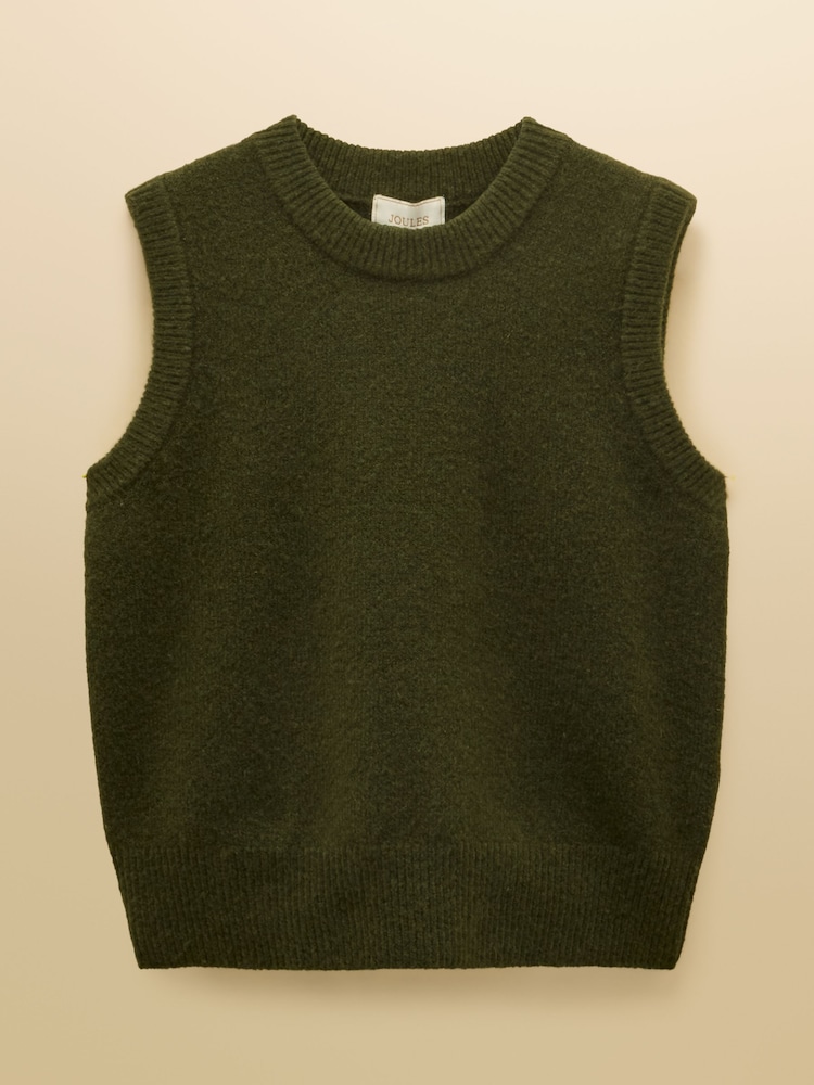 Joules Holly Khaki Green Knitted Vest - Image 8 of 8 Joules Holly Khaki Green Knitted Vest - Image 8 of 8